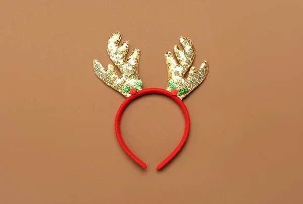 Beautiful Christmas Reindeer Horns Color Background — Stock Photo, Image