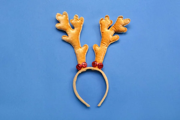 Christmas Reindeer Horns Blue Background — Stock Photo, Image