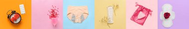 Kadın hijyen ürünlerinin kolajı