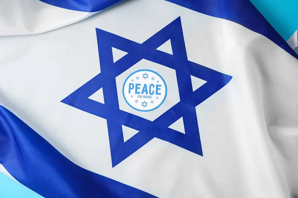 Bandera Nacional Israel Tarjeta Con Texto Paz Para Israel — Foto de Stock