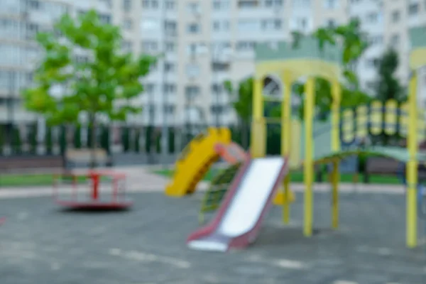 Vista Borrosa Del Parque Infantil Moderno Parque Público —  Fotos de Stock