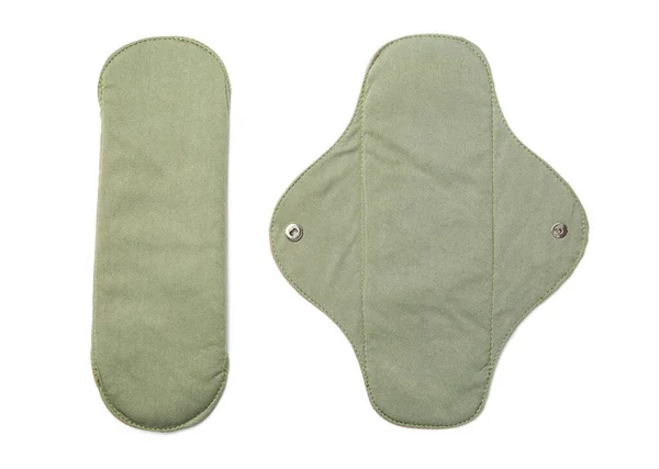 Зеленый Многоразовый Менструальный Блокнот Белом Фоне — стоковое фото