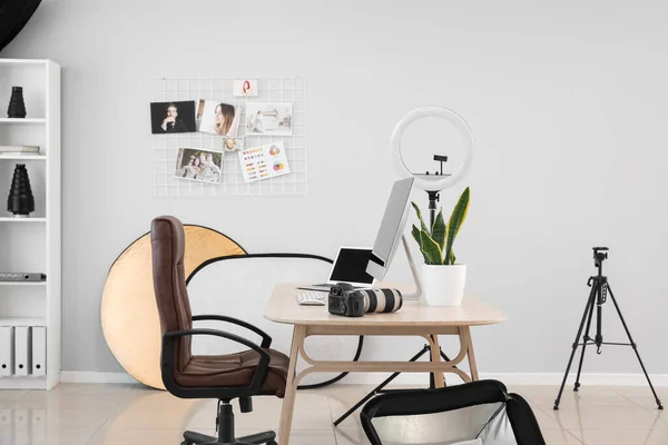 Photographer Workplace Interior Modern Studio — Stock Photo, Image