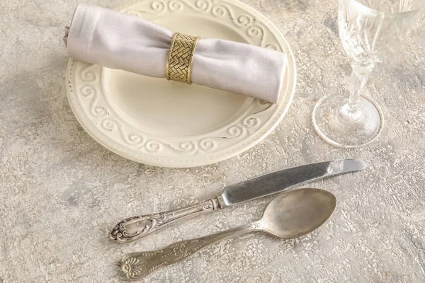 Table Setting Grey Background — Stock Photo, Image