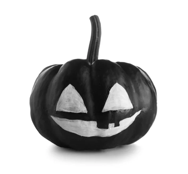 Black Halloween Pumpkin Drawn Face White Background — Stock Photo, Image