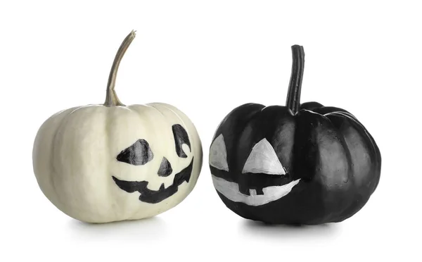 Halloween Pumpkins Drawn Face White Background — Stock Photo, Image