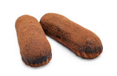 Beyaz arka planda lezzetli çikolata ekleriName