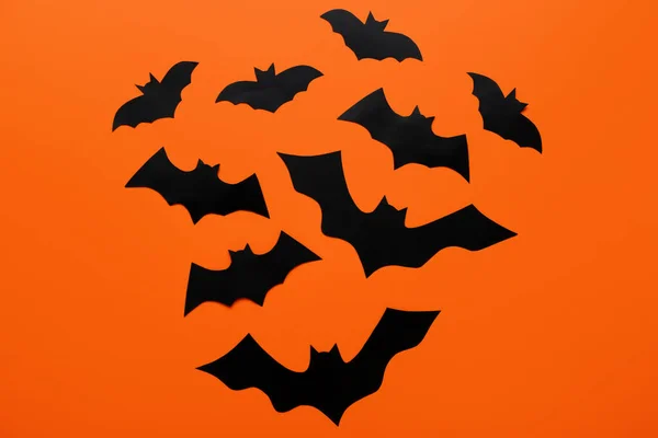 Chauves Souris Papier Pour Halloween Partie Sur Fond Couleur — Photo