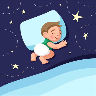 yatakta uyuyan sevimli bebek çocuk