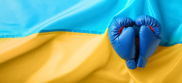 Боксерські Рукавички Прапорі України — стокове фото
