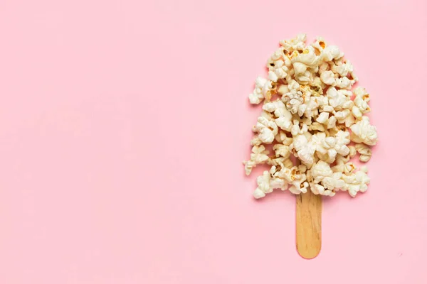 Popcorn Ice Cream Stick Color Background — Stock Photo, Image