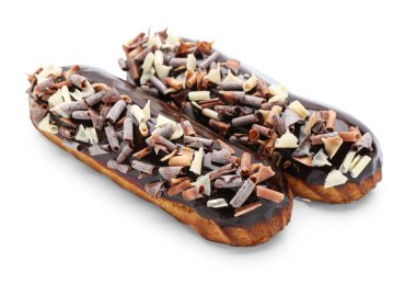 Beyaz arka planda tatlı çikolata ekleriName