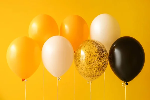 Halloween Balloons Yellow Wall — Stock Photo, Image