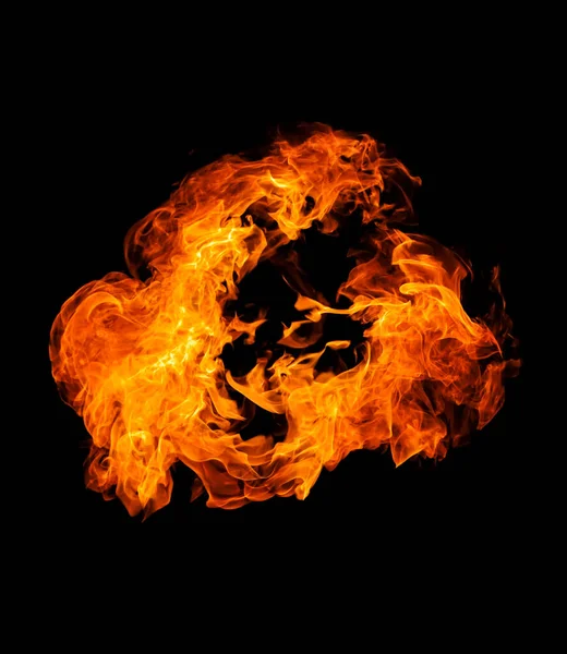 Flamme Brûlante Sur Fond Noir — Photo