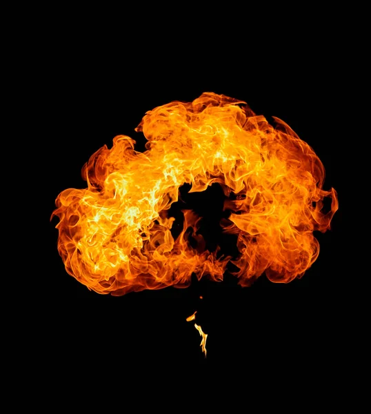 Brennende Flamme Auf Schwarzem Hintergrund — Stockfoto