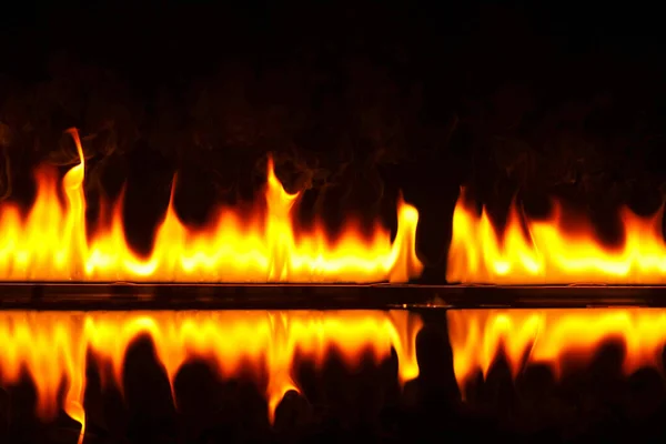 Hořící Plamen Černém Pozadí — Stock fotografie