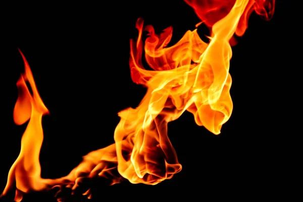Спалювання Полум Чорному Тлі — стокове фото