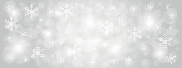 Blurred Christmas Lights Snowflakes Grey Background — Stock Vector