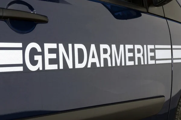 Sign on a gendarmerie emergency vehicle — Stock Photo, Image