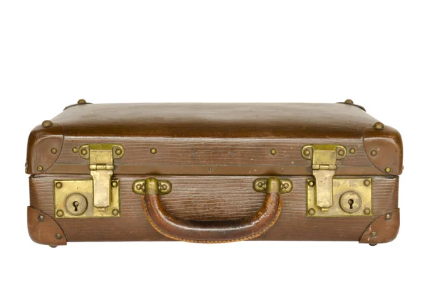 Old leather suitcase isolated — Stock Photo, Image