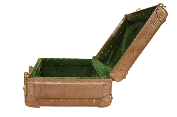 Old open suitcase isolated — Stock Photo, Image