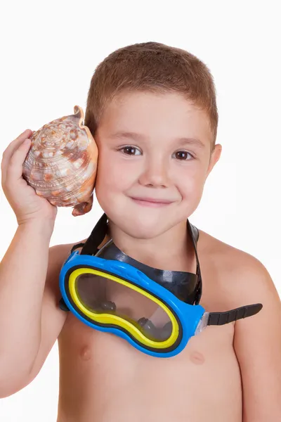 Bambino con maschera subacquea — Foto Stock