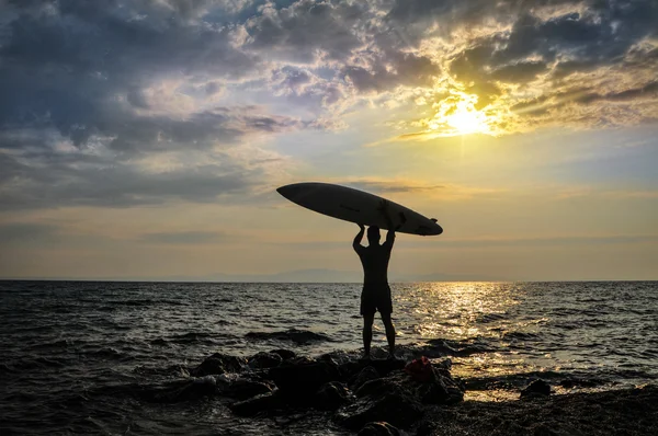 Sunset Surfer silueta —  Fotos de Stock