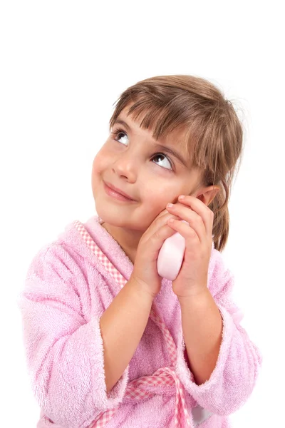 Menina lavando a mão e o rosto — Fotografia de Stock