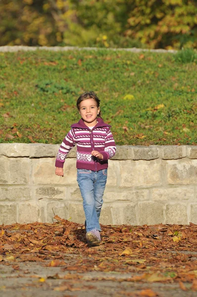 Bambini che giocano nel parco autunnale — Foto Stock