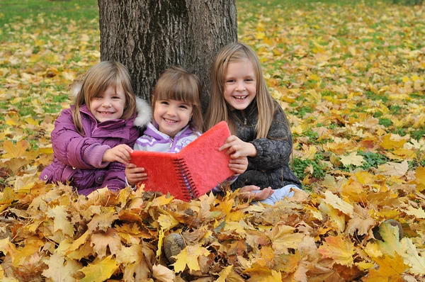 Kids playing in autumn park — Stock Photo, Image