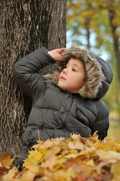 Bambini che giocano nel parco autunnale — Foto Stock