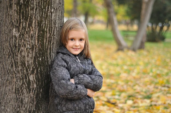 Niños jugando en el parque de otoño —  Fotos de Stock