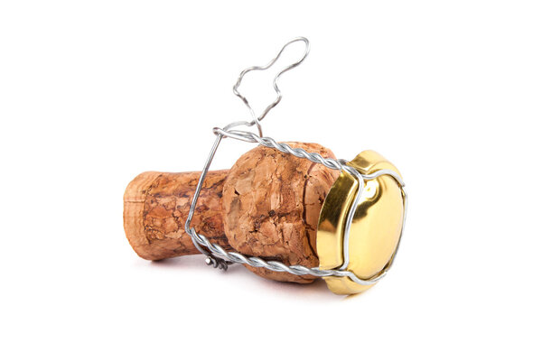 Cork from champagne bottle, isolated on the white background