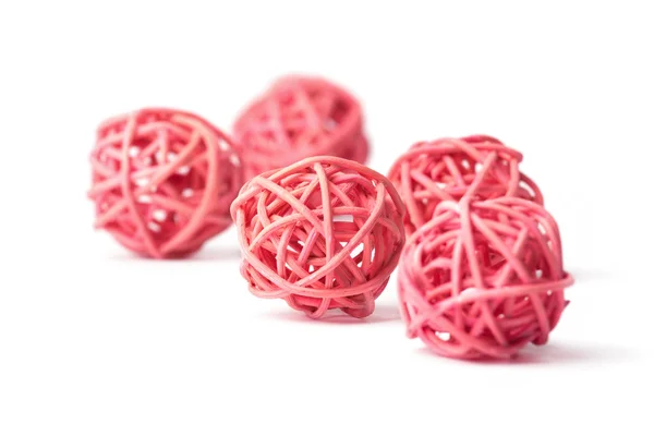 Pink wicker ball over white — Stock Photo, Image