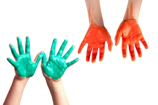 Barn målar med hand — Stockfoto