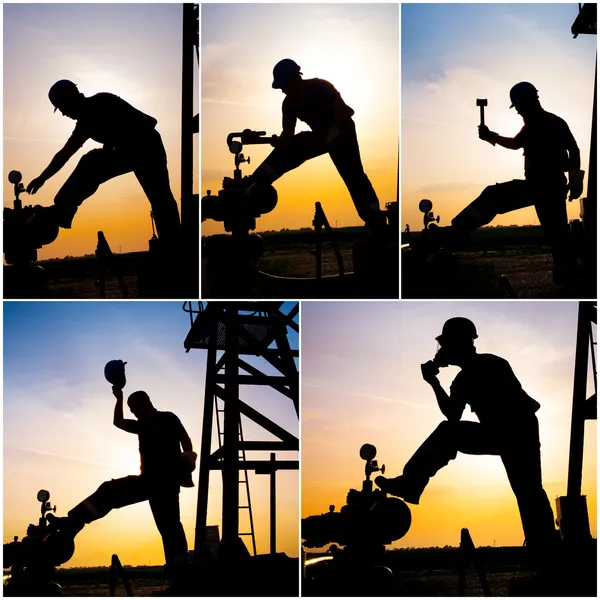 Collage industrial mostrando a los trabajadores en el trabajo —  Fotos de Stock