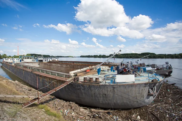 Barge on river — Stock Photo, Image