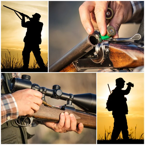 Hunter hunting collage — Stock Photo, Image