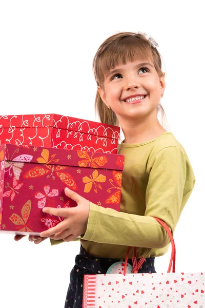 Little Girl with Gift — Stock Photo, Image