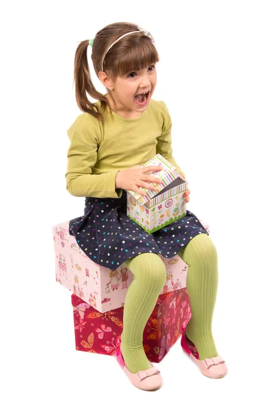 Little Girl with Gift — Stock Photo, Image