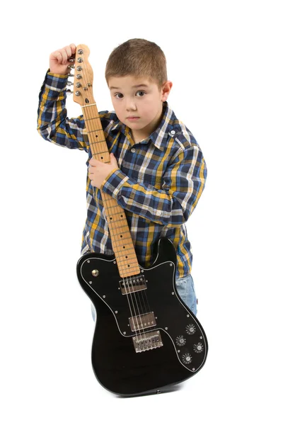 Jovem guitarrista tocando guitarra — Fotografia de Stock