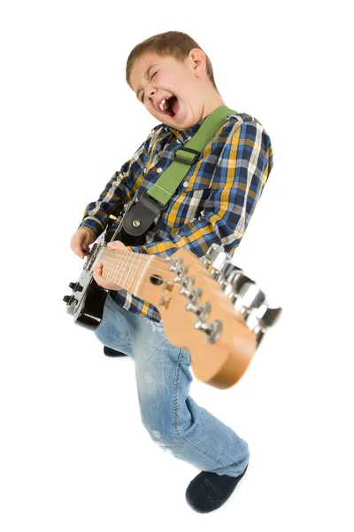 Jovem guitarrista tocando guitarra — Fotografia de Stock