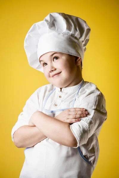 Chef de niño pequeño en uniforme — Foto de Stock