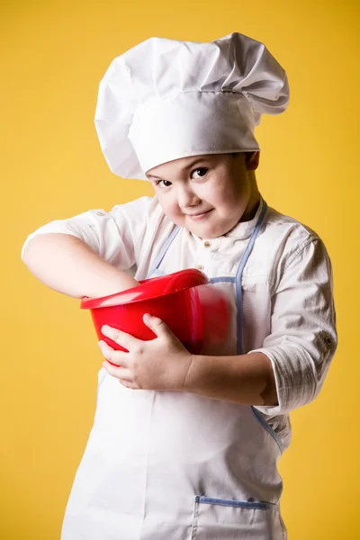 Little boy chef in uniform — Stock Photo, Image