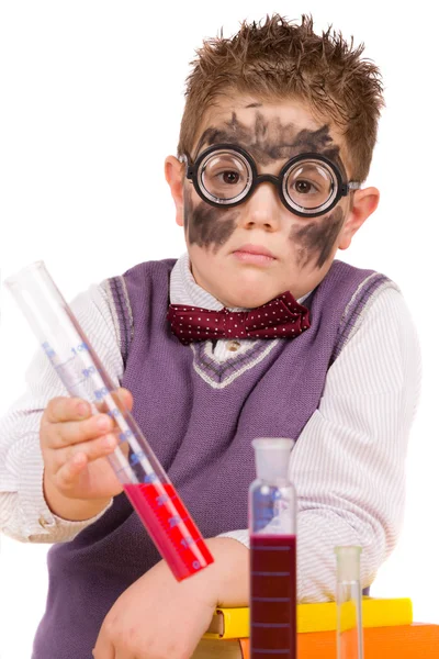 小小的有趣化学家 — 图库照片