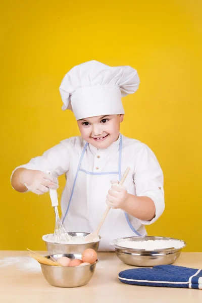 穿制服的小男孩厨师。 — 图库照片
