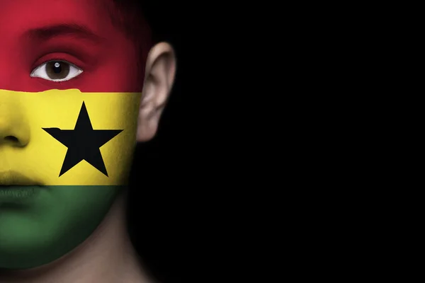 ガーナの旗と塗られる人間の顔 — ストック写真