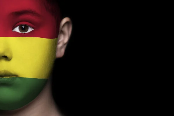 ボリビアの旗と塗られる人間の顔 — ストック写真