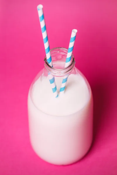 Old style bottle with milk — Stock Photo, Image