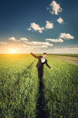 buğday alanında iş adamı